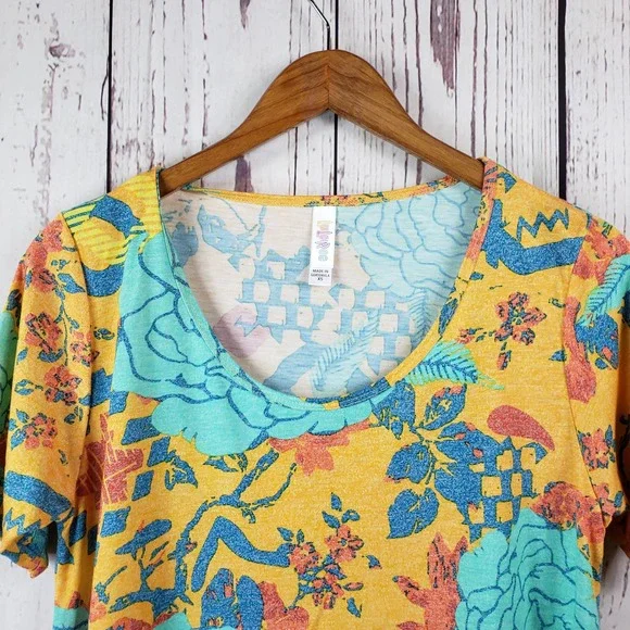 LulaRoe Perfect T Shirt Womens Size XS Floral Short Sleeve Scoop Neck Orange NWT - Picture 2 of 7